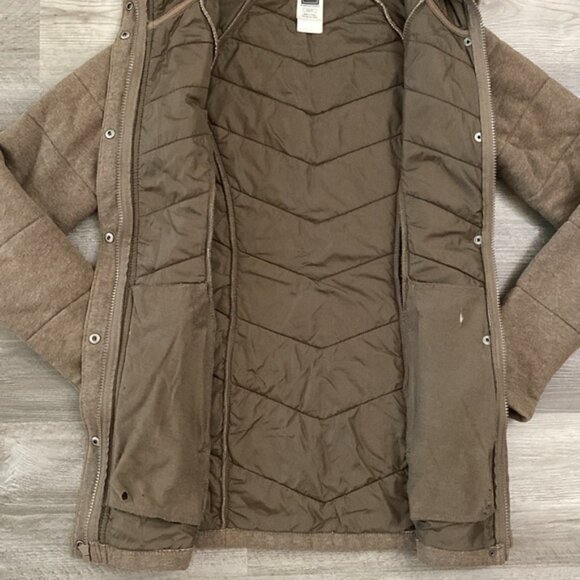 The North Face Puffer Jacket Hooded Women's XS Brown Heather Zip Pockets Quilted - Picture 13 of 15